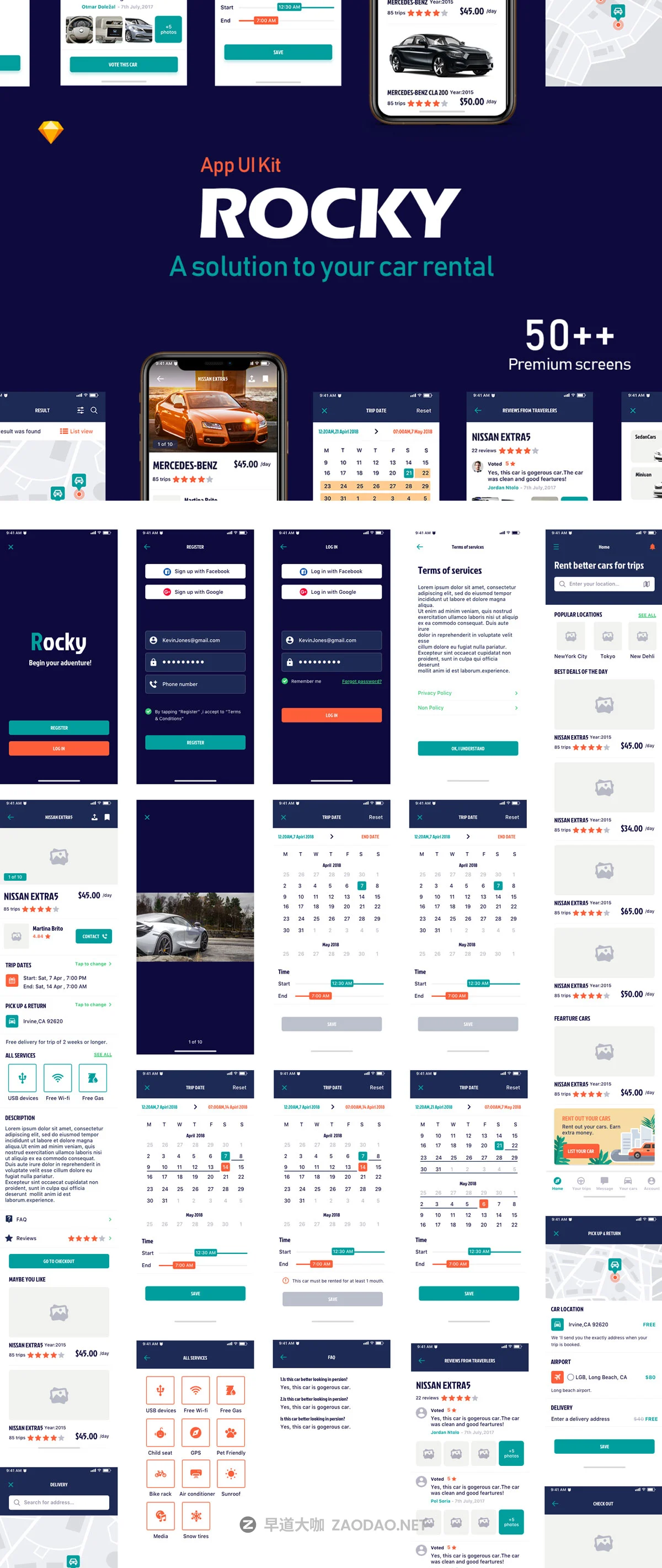 精美线上租车iOS APP UI工具包 Rocky App UI Kit插图6 精美线上租车iOS APP UI工具包 Rocky App UI Kit插图6