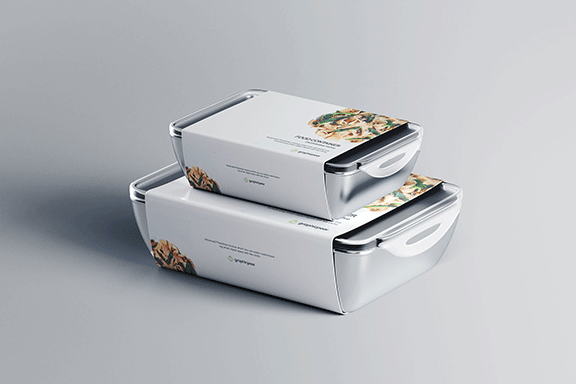 带有标签的食品保鲜玻璃容器饭盒模型 Food Container Mockup with Label