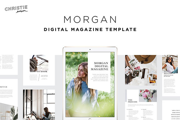 简约女性服装饰品摄影杂志ID模板 Morgan Digital Magazine Template