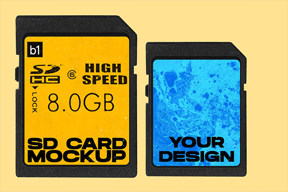 电子品牌设计内存卡SD卡展示样机 SD Memory Card Mockup