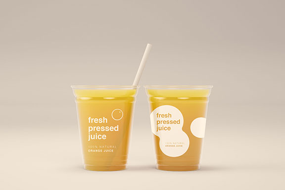 一次性果汁饮料包装设计提案塑料杯展示样机 Juice Cups Mockup PSD