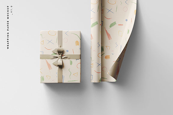 高级礼品包装纸设计展示样机 Wrapping Paper Mockup