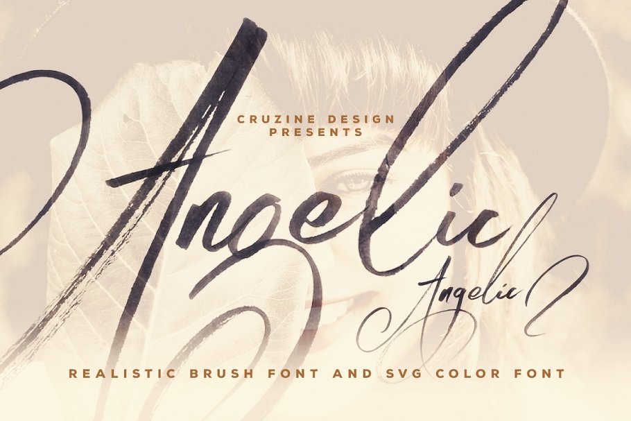 花式浪漫手写毛笔书法字体 Angelic Brush & SVG Font插图