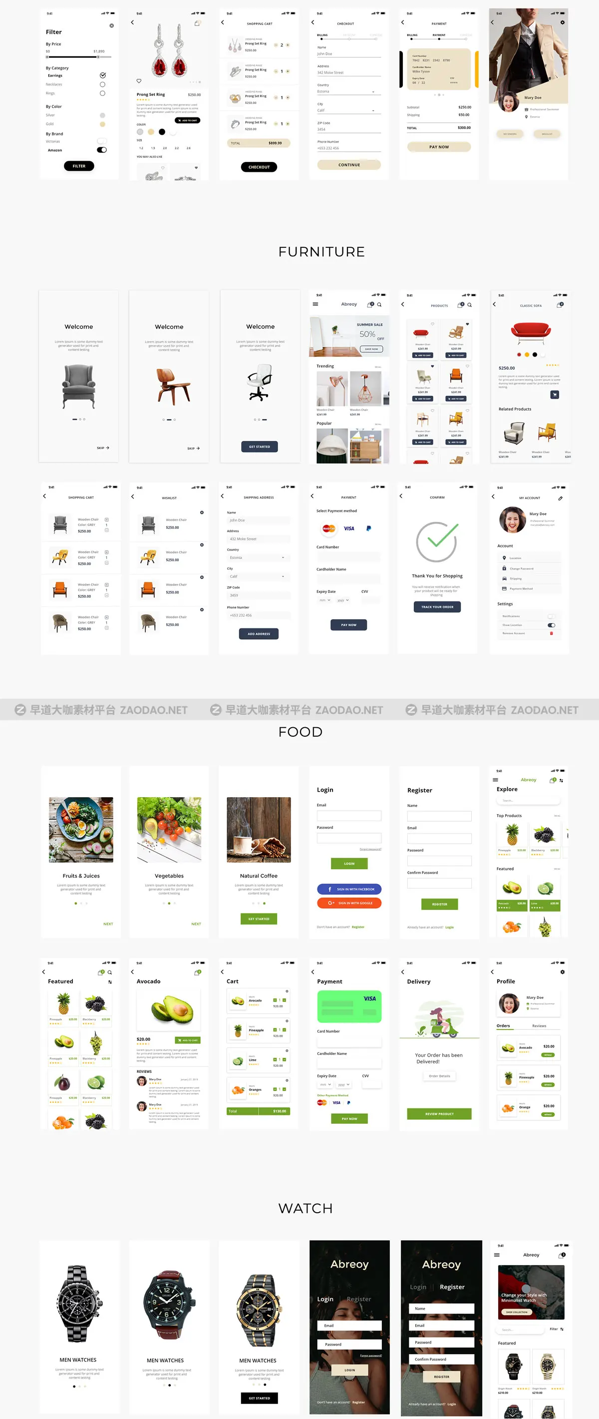 时尚家具灯具水果电商iOS APP UI套件 Abreoy E-Commerce UI Kit插图7