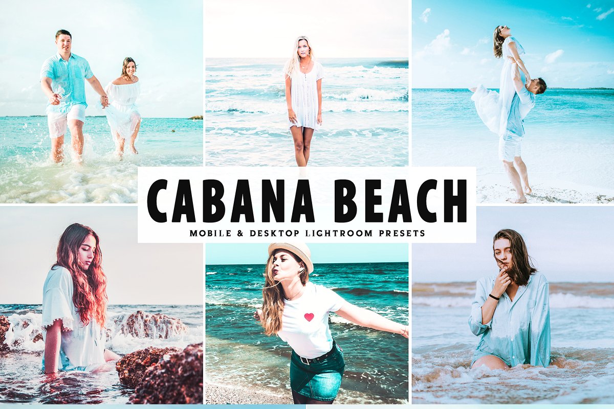 清新科帕卡巴纳海滩摄影照片色彩蓝色效果LR预设 Cabana Beach Lightroom Presets插图