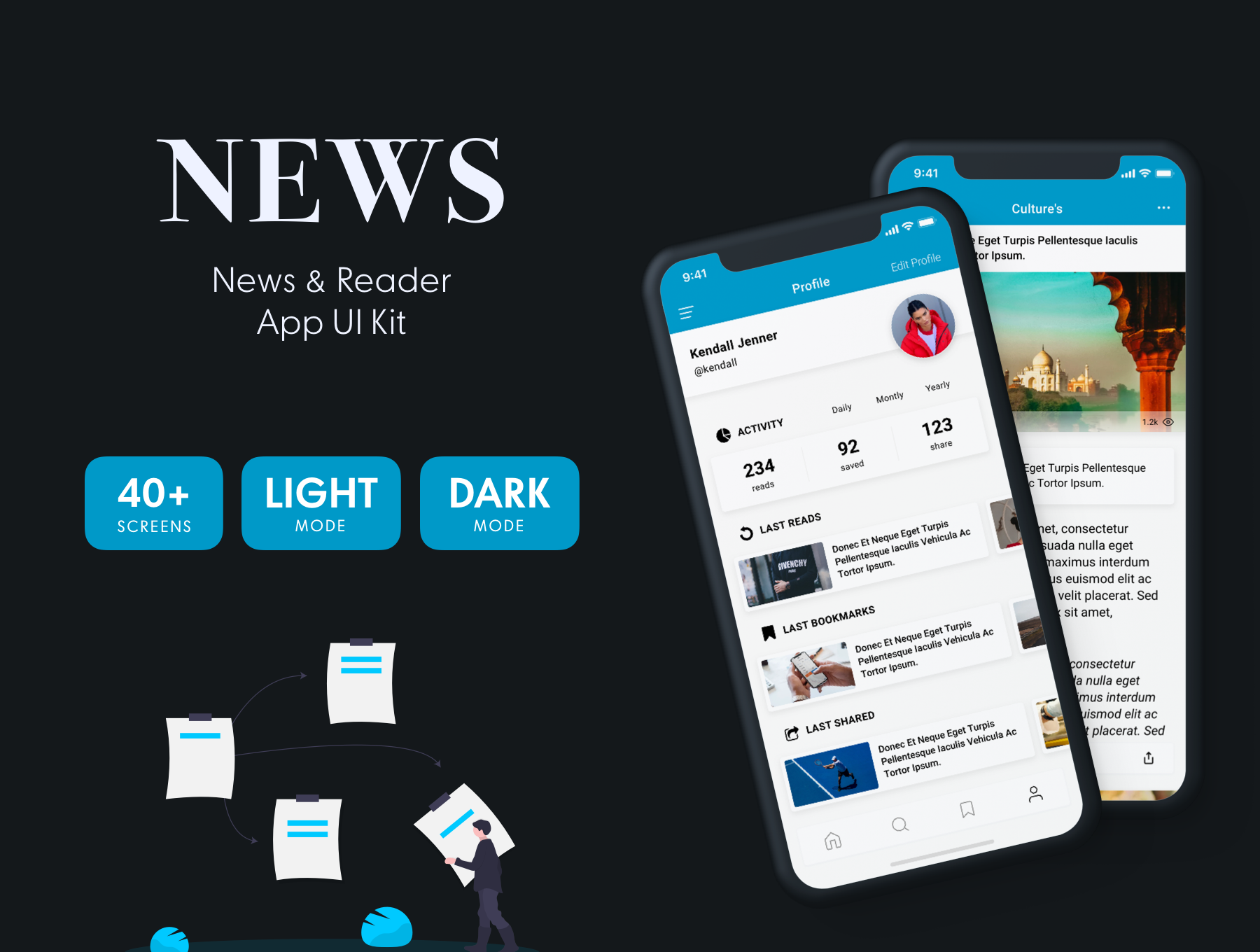 精选免费新闻资讯阅读手机iOS APP UI套件 News Reader Mobile App UI Kit插图