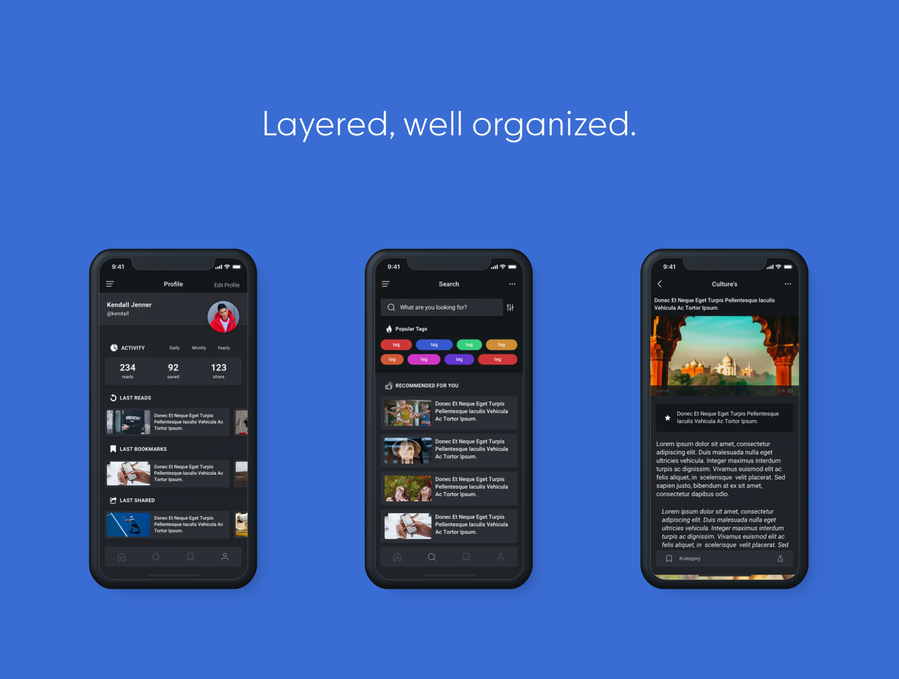 精选免费新闻资讯阅读手机iOS APP UI套件 News Reader Mobile App UI Kit插图4