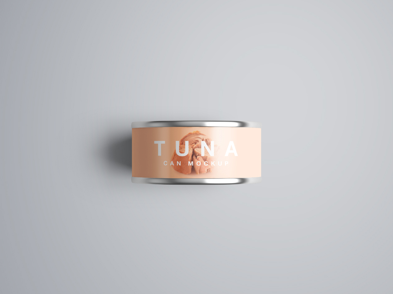 简约食品鱼虾肉罐头金属罐样机 Tuna Can Mockup插图3