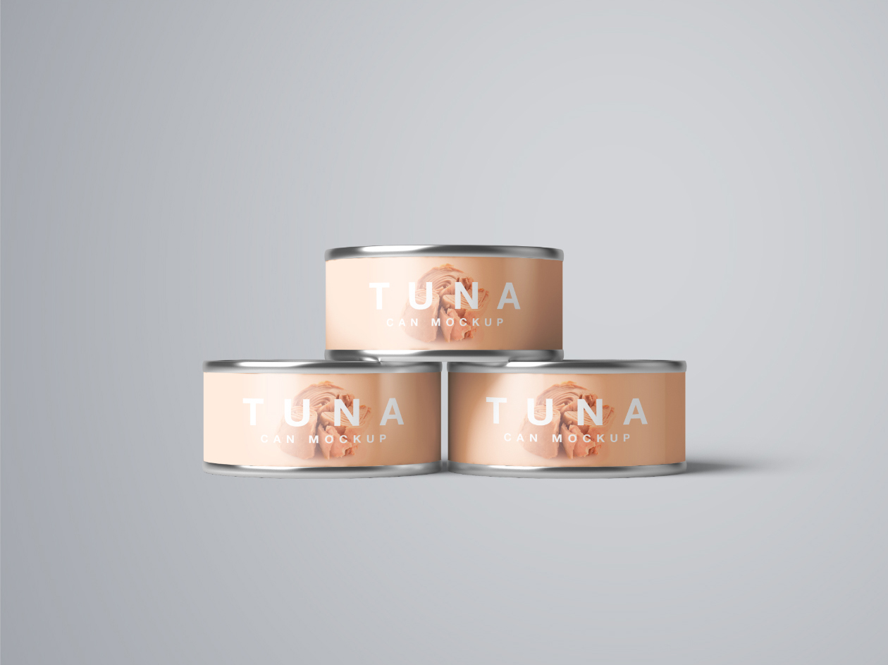 简约食品鱼虾肉罐头金属罐样机 Tuna Can Mockup插图4
