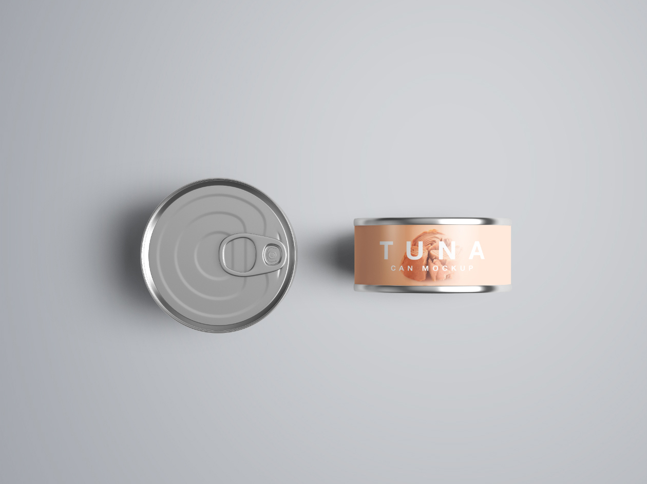 简约食品鱼虾肉罐头金属罐样机 Tuna Can Mockup插图5