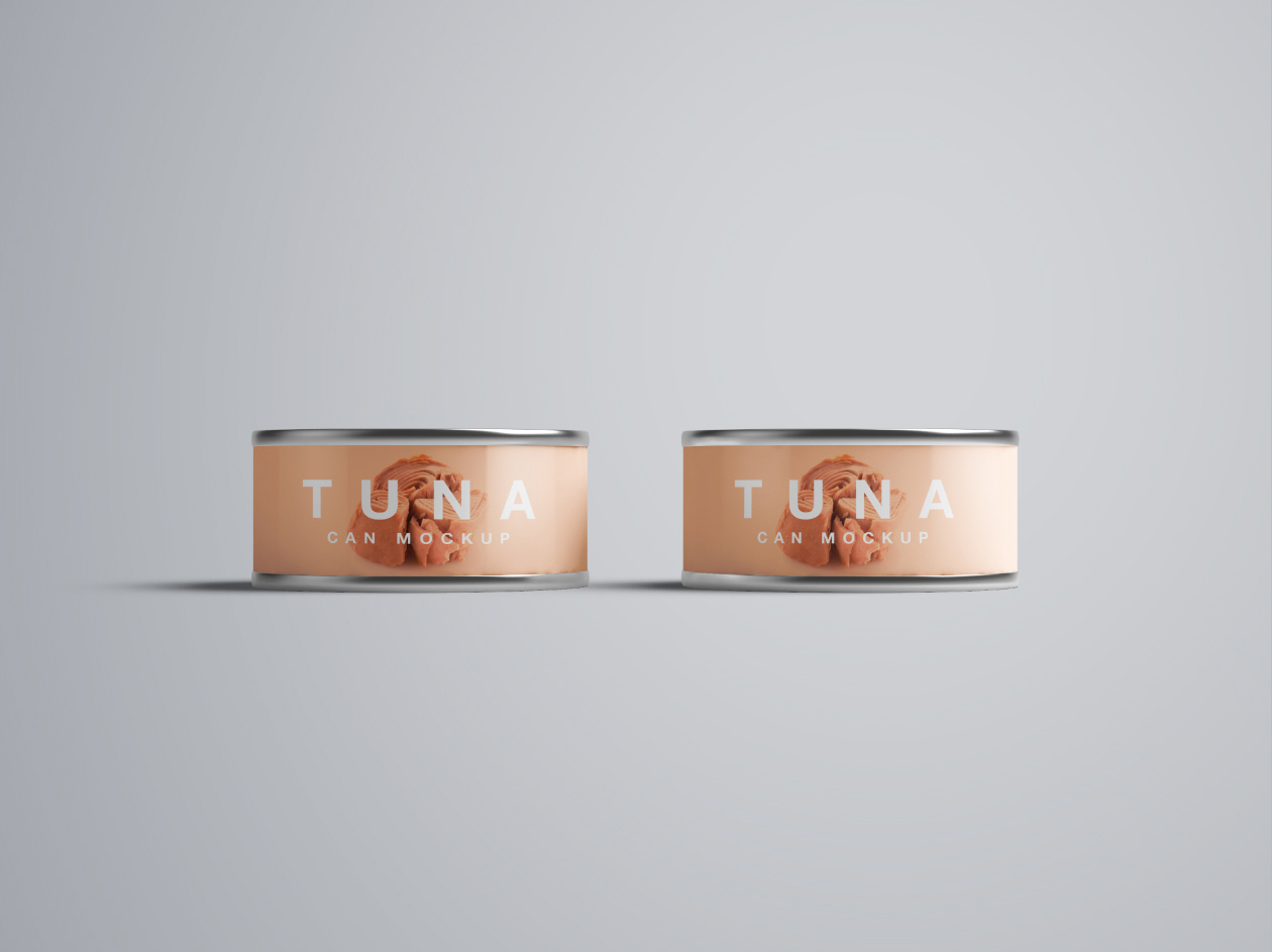 简约食品鱼虾肉罐头金属罐样机 Tuna Can Mockup插图6