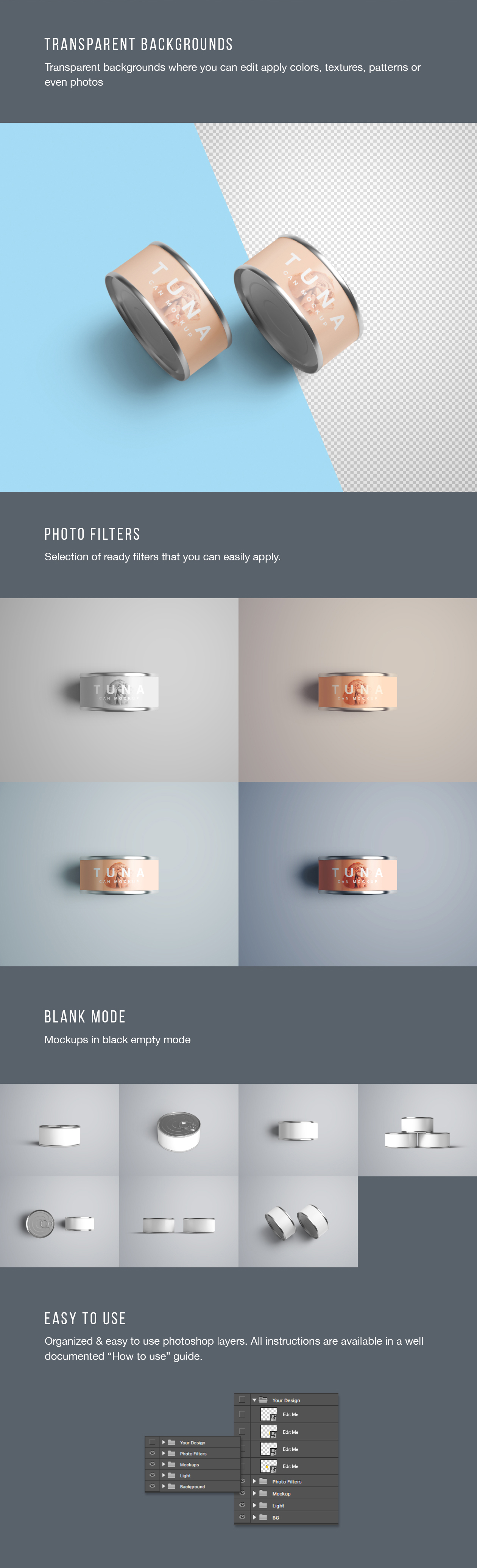简约食品鱼虾肉罐头金属罐样机 Tuna Can Mockup插图7