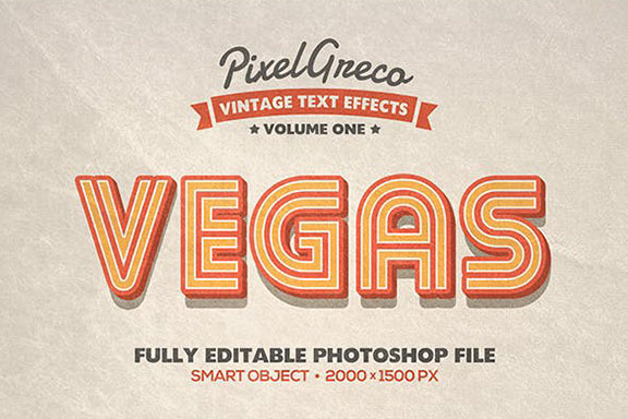 20复古立体文字效果包+ Photoshop的动作 20 Retro Vintage Text Effects Bundle + Photoshop Action