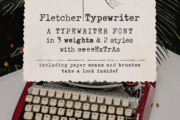 神秘老式复古打印效果字体及纸纹理 Mystery Typewriter font