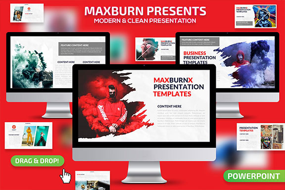时尚水墨风服装摄影艺术品营销PPT幻灯片KEY模板 Maxburn Powerpoint and Keynote Presentation