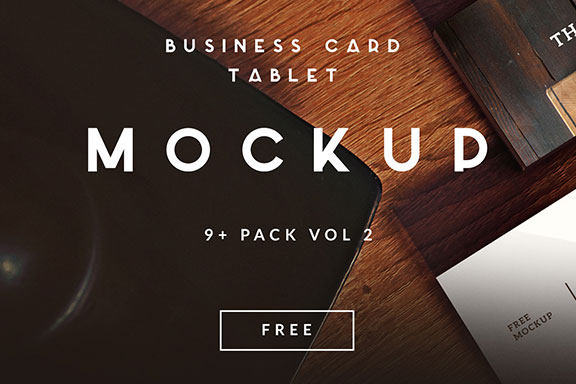 精选免费9款高端商务名片设计展示样机 9+ Business Card Mockups Vol. 2