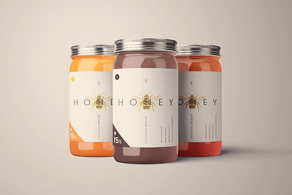 蜂蜜食品品牌设计提案透明玻璃瓶及标签展示样机 Standard Glass Jar Mockups