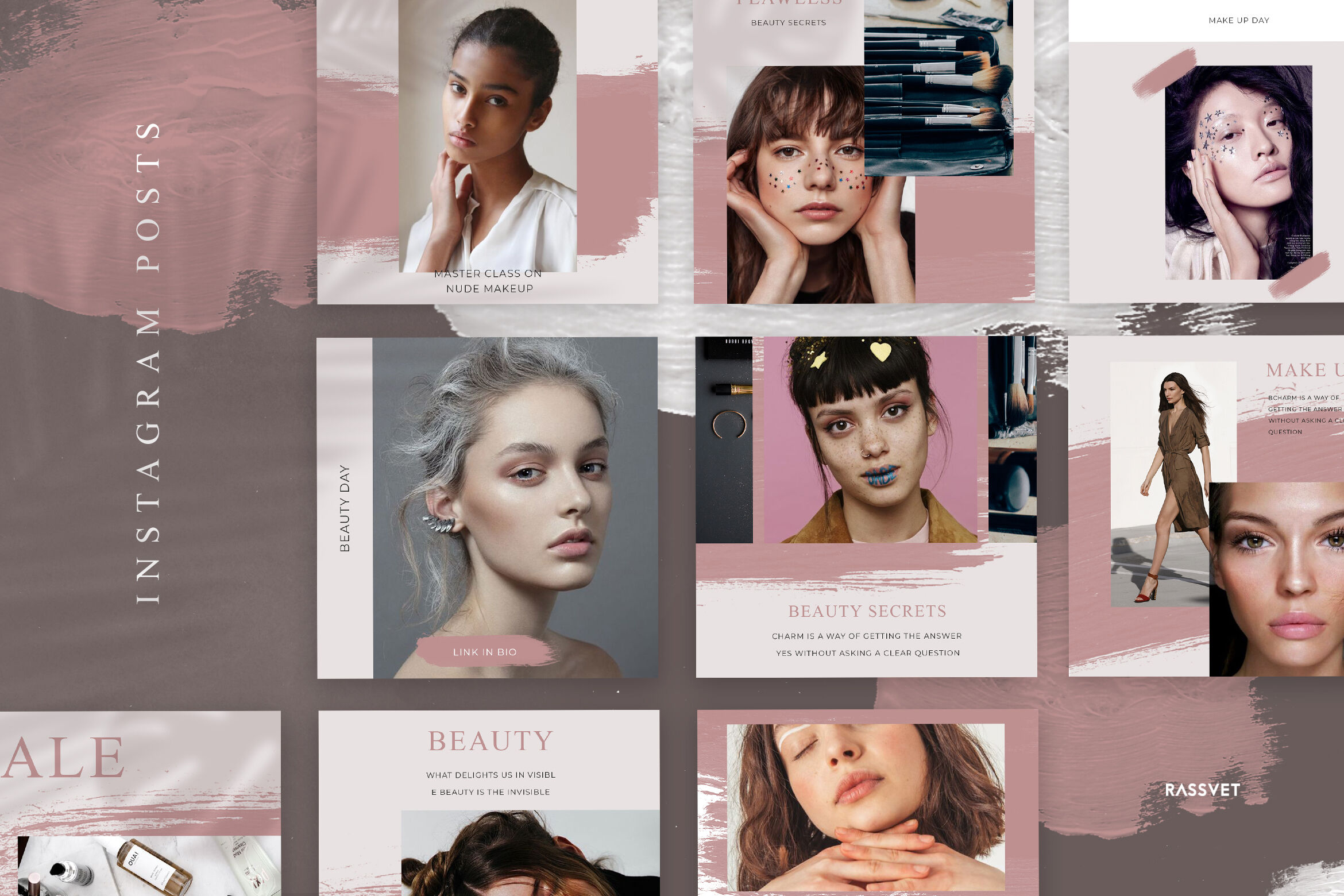 时尚美容护肤电商营销朋友圈海报INS风模板 Beauty Instagram Template, Social media pack, Fashion stories template插图1