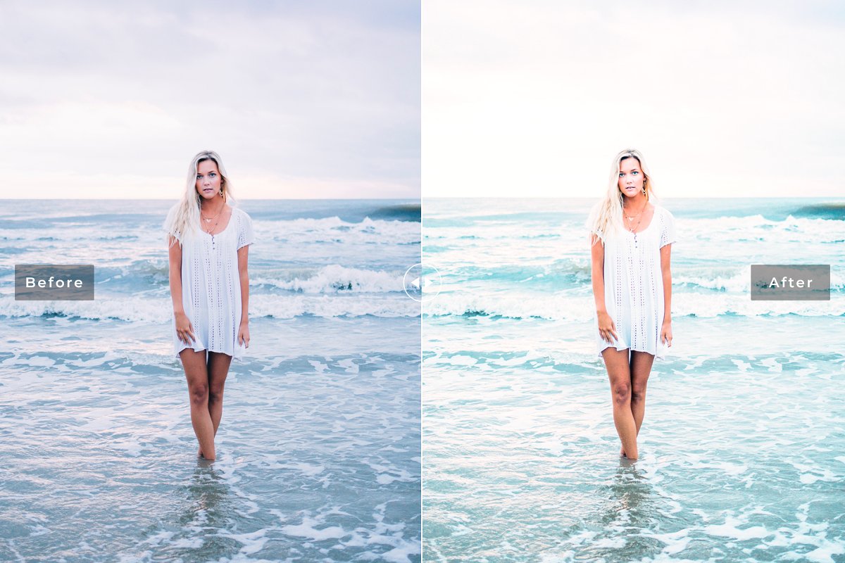 清新科帕卡巴纳海滩摄影照片色彩蓝色效果LR预设 Cabana Beach Lightroom Presets插图2
