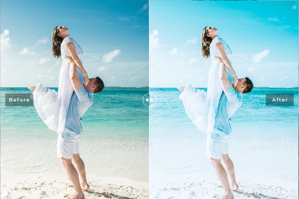 清新科帕卡巴纳海滩摄影照片色彩蓝色效果LR预设 Cabana Beach Lightroom Presets插图3