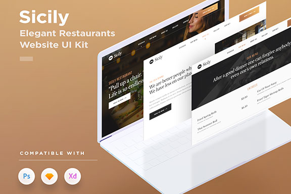 豪华餐厅介绍WEB UI工具包 Sicily Template UI Kit