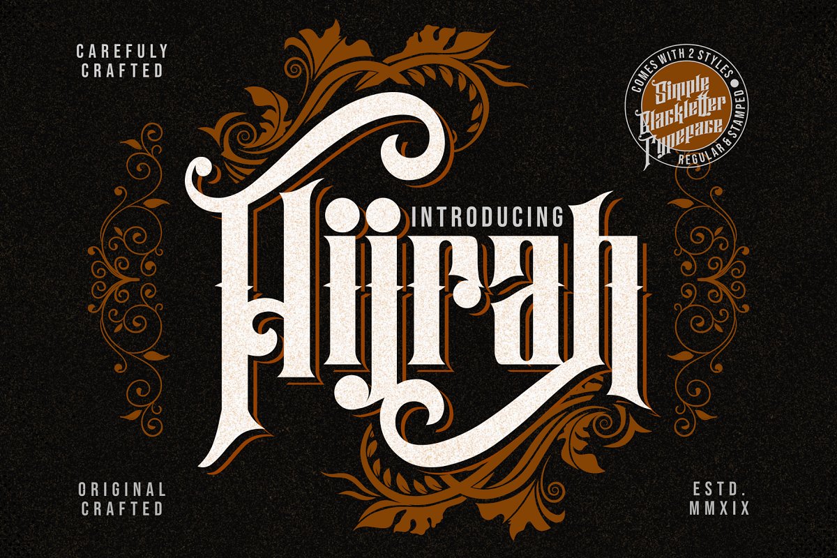 复古的服装徽标字体 Hijrah – Blackletter Typeface
