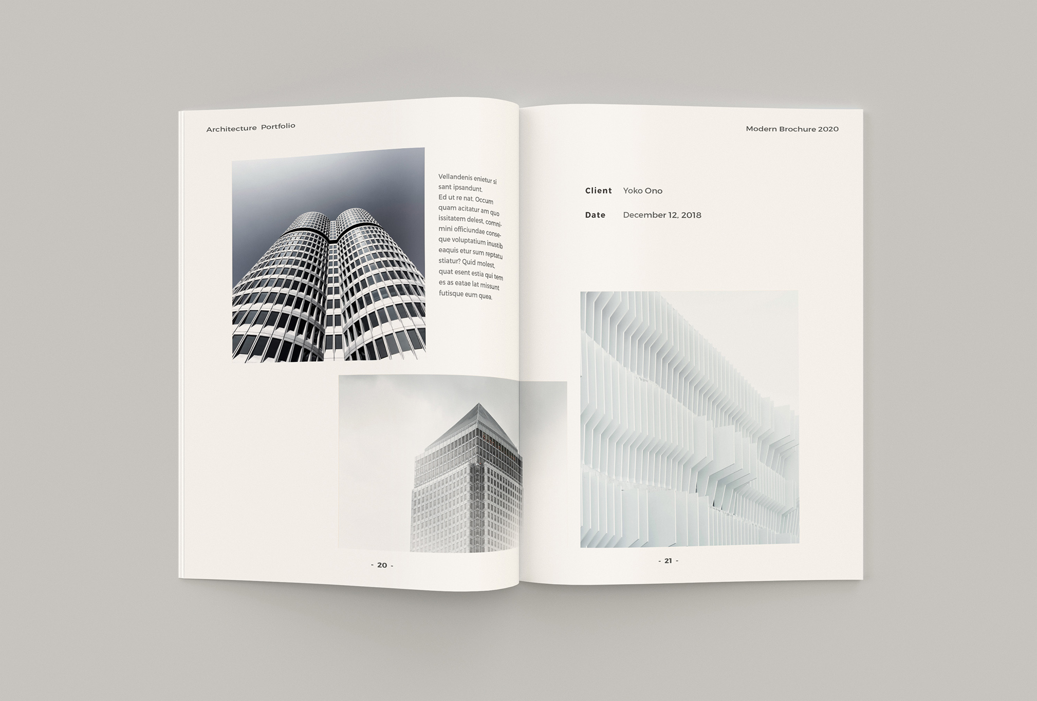 极简主义建筑作品集设计手册id模板minimalarchitecturebrochure
