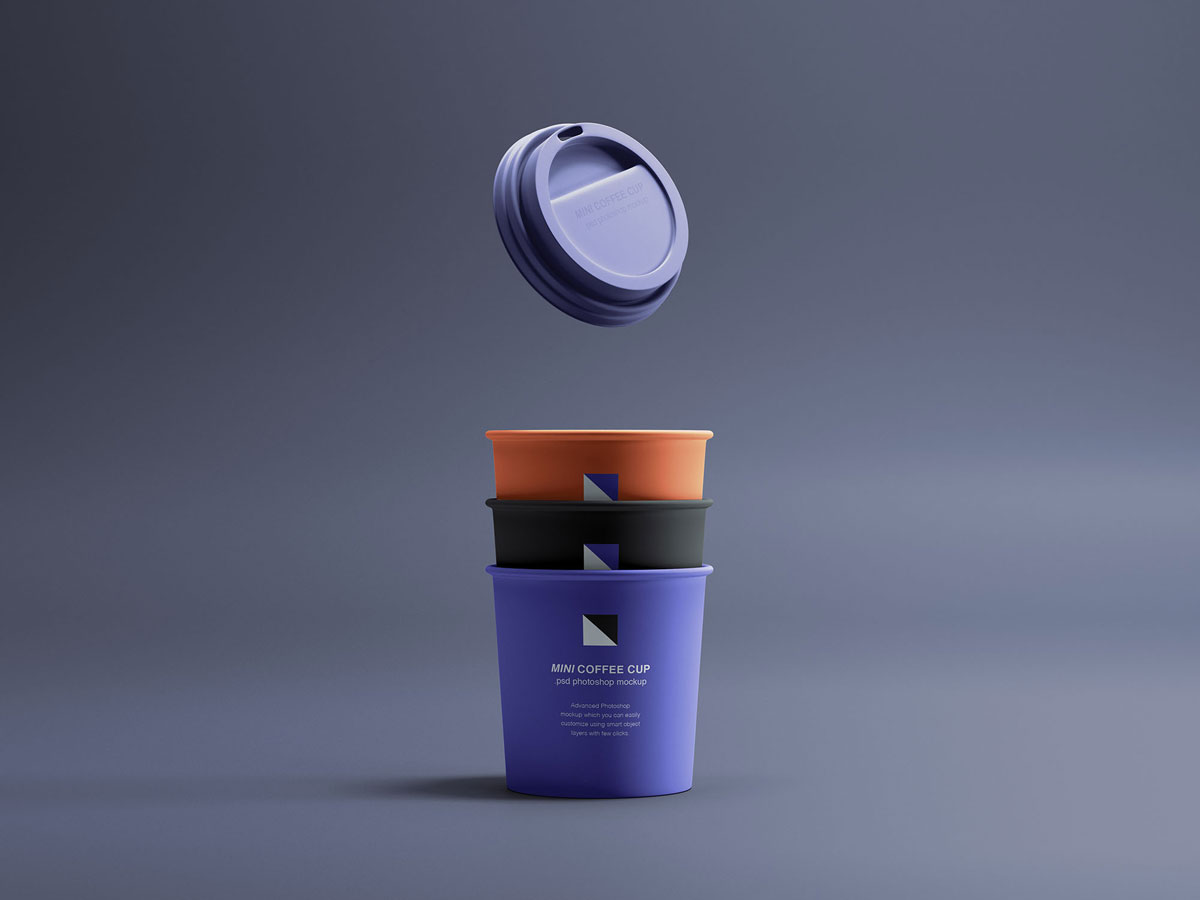 咖啡西餐LOGO设计提案迷你的纸杯展示样机 Mini Coffee Cups Mockup插图