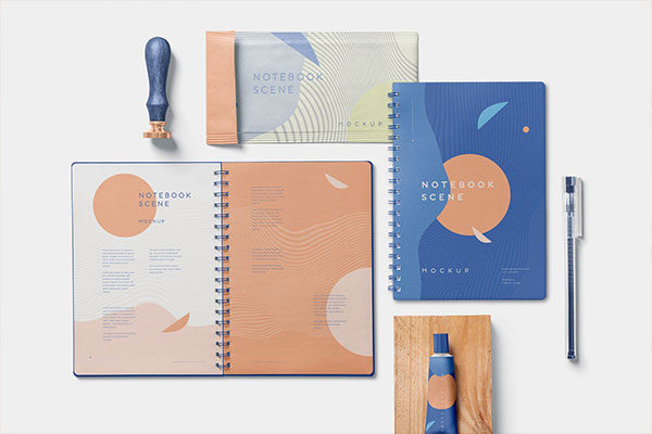 3个品牌设计提案办公文具笔记本展示样机模板 3 Notebook Mockup Scenes