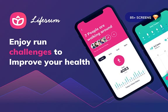 精选免费体能测试&跑步锻炼手机APP UI工具包 Lifesum Health and Fitness Mobile App – UI kit