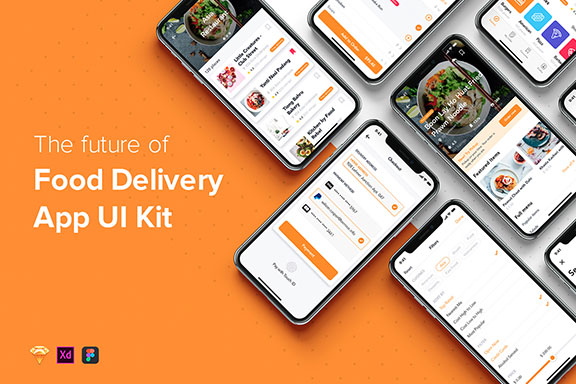 精美的食品在线配送外卖iOS APP UI工具包 Fozzi – Food Delivery mobile app UI Kit