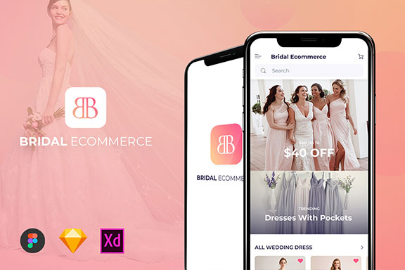 新娘婚礼礼服在线租售iOS APP UI工具包 Bridal Ecommerce UI KIT