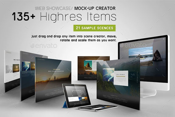 网站UI设计提案电子设备屏幕展示样机 Web Showcase/ Mockup Creator