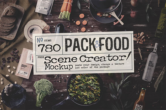 优雅的品牌设计提案食物厨房场景展示样机 PACK&FOOD Creator / Topview