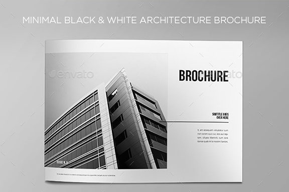 极简的黑白色调的城市建筑外观设计作品集ID画册模板 Minimal Black & White Architecture Brochure