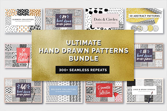 手绘复古波西米亚几何图形背景纹理合集 Ultimate Hand Drawn Patterns Bundle