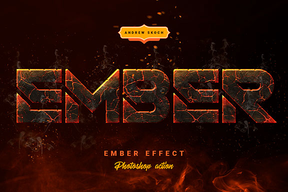 炫酷电影大片标题燃烧哥特式3D立体字效果PS动作 Ember Effect – Photoshop Action