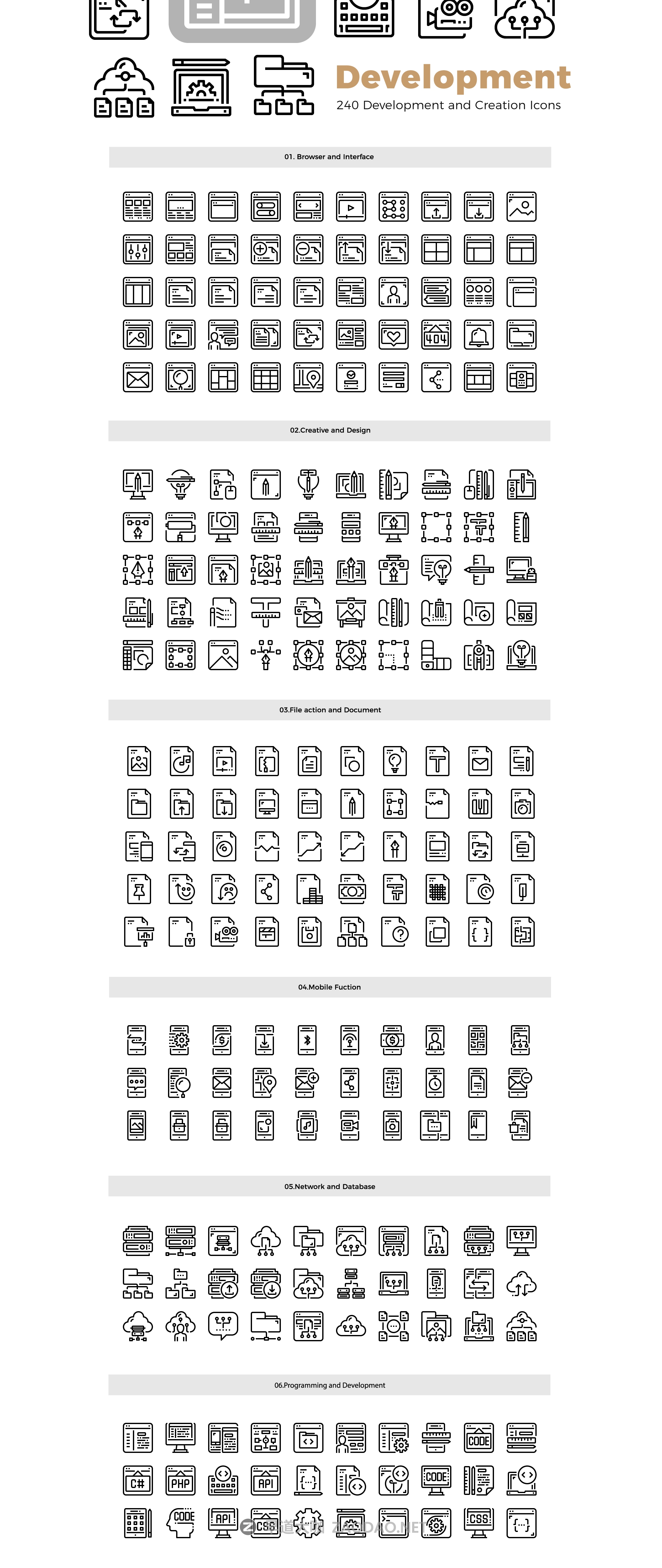 240个数据开发EPS矢量图标 Justicon Development Icons插图 240个数据开发EPS矢量图标 Justicon Development Icons插图