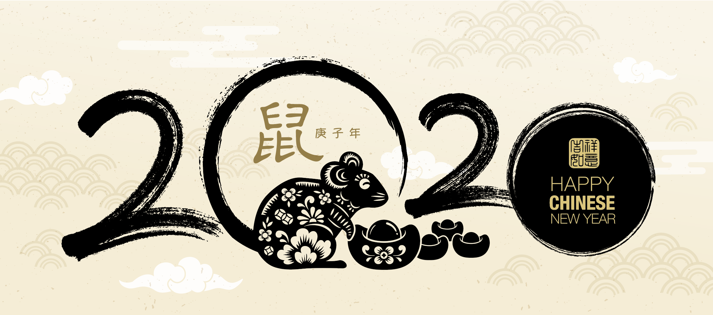 2020新年农历鼠年EPS矢量图形合集 Rat symbol New Year 2020 cartoon ...