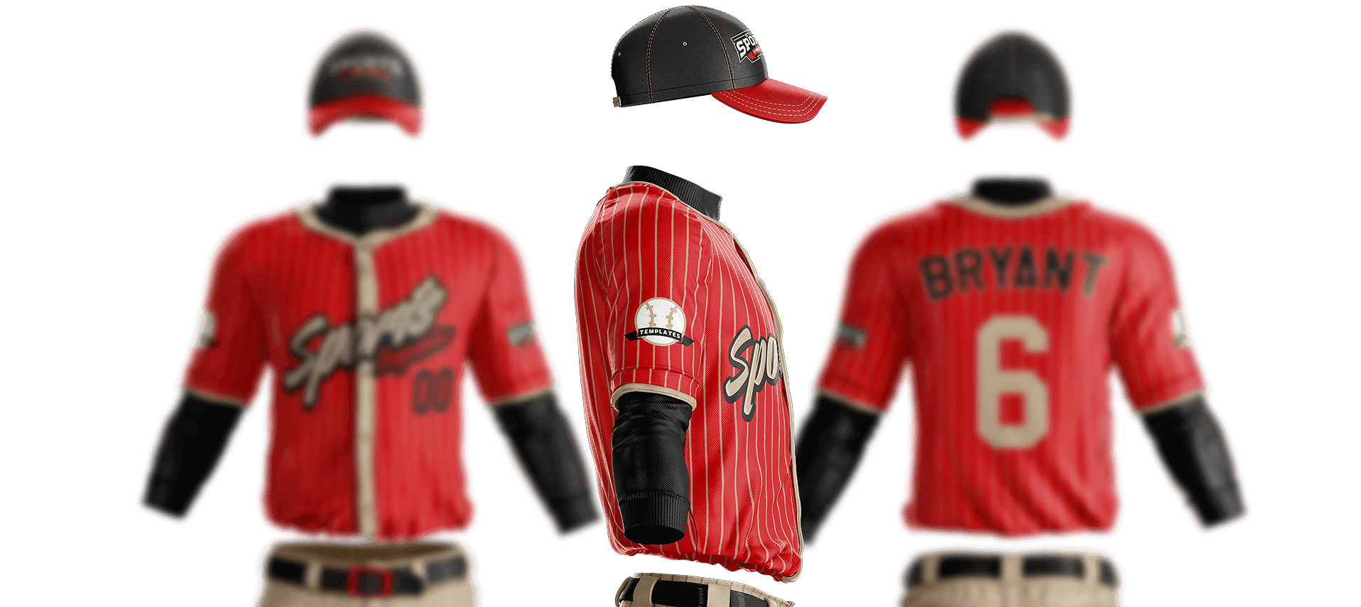 逼真大满贯棒球制服展示样机psd模板grandslam Baseball Uniform Template Psd 早道大咖