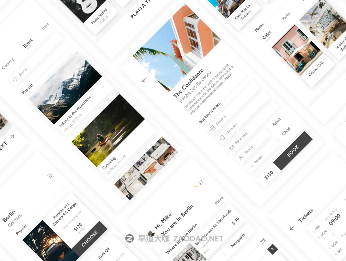 旅行计划票务预定APP UI工具包 Trip Planner App Kit插图2 旅行计划票务预定APP UI工具包 Trip Planner App Kit插图2