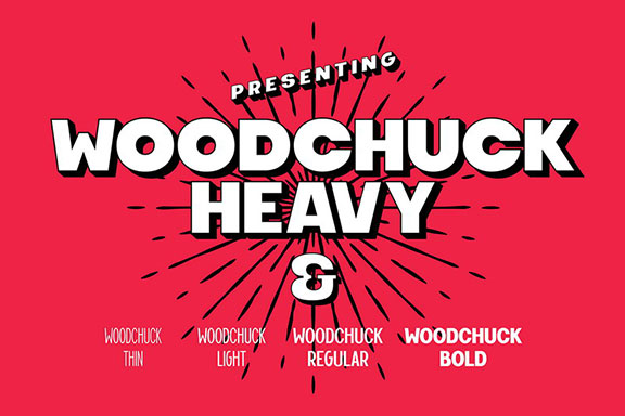 粗犷有力英文字体下载 Woodchuck – Sans Serif Font Family (5-Weights)