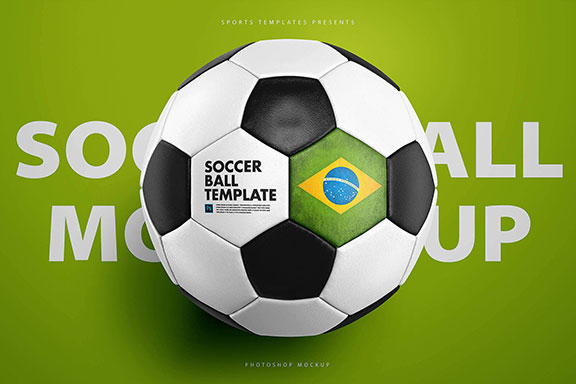 高品质体育品牌设计提案足球展示样机PSD模板 Football / Soccer Ball Photoshop Mockup PSD