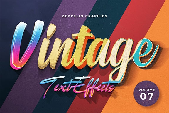 10种复古3D文字效果图层样式PSD模板Vol.7 Vintage Text Effects Vol.7