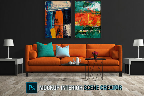 高品质室内海报艺术品绘画相框展示样机 Mockup Interior Scene Creator
