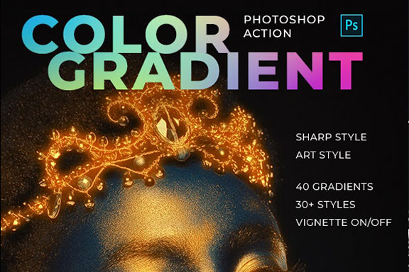 摄影照片渐变色处理效果Photoshop动作 Color Gradient Photoshop Action