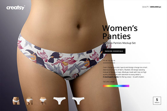 女性内裤内衣样机套装PSD模板 Women’s Panties Mockup Set