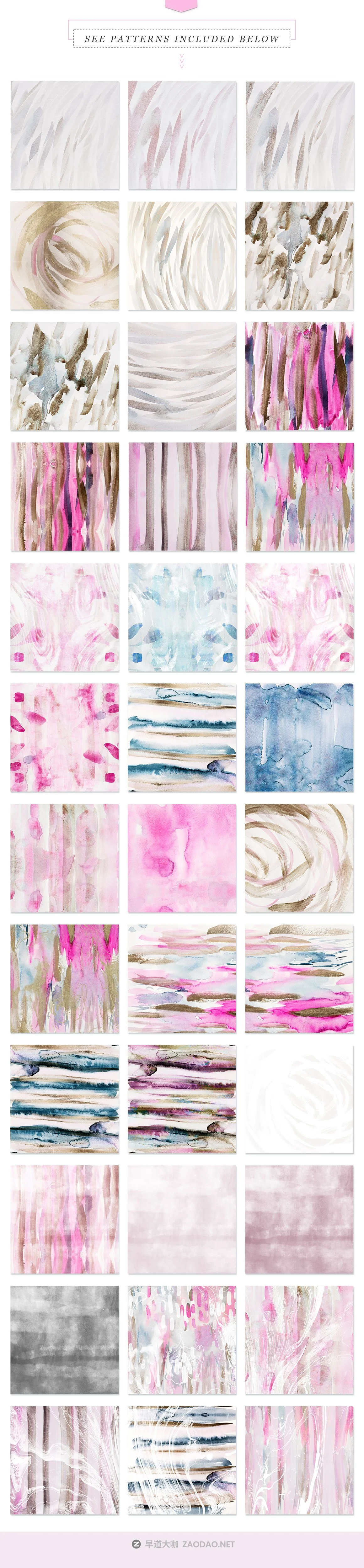 现代时尚抽象手绘水彩背景纹理 Modern Fluid & More Patterns插图1 现代时尚抽象手绘水彩背景纹理 Modern Fluid & More Patterns插图1