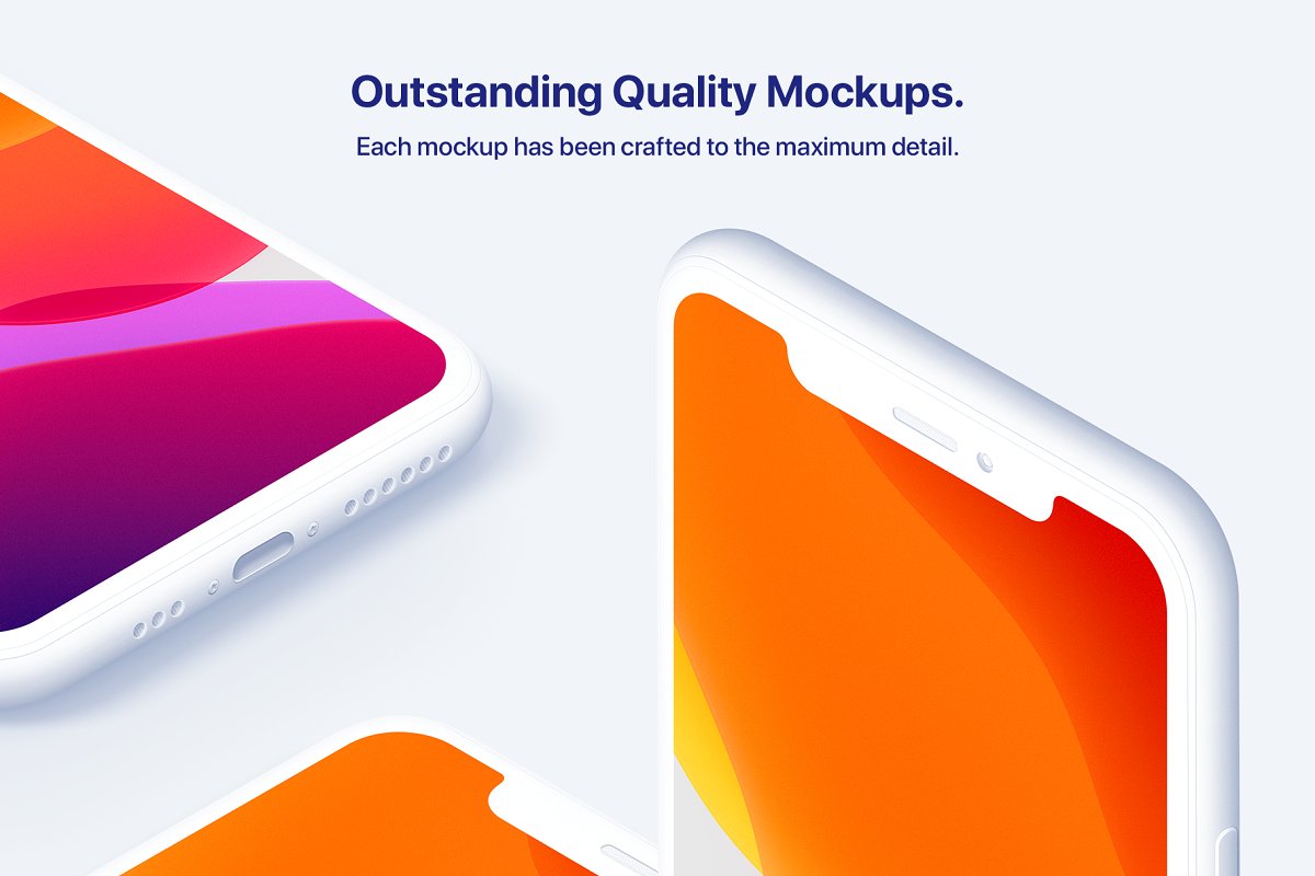 苹果iPhone 11 Pro陶瓷智能手机UI设计屏幕预览样机 Phone 11 Pro – 20 Clay Mockups插图3