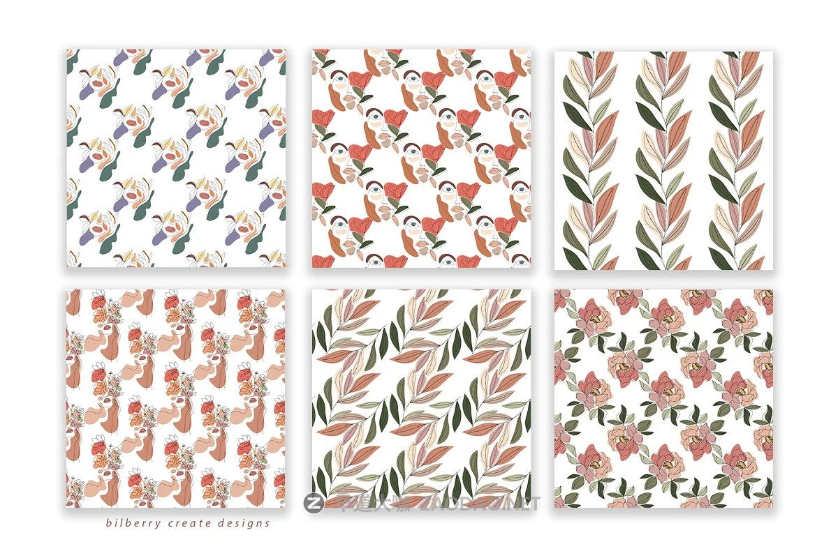 现代抽象叶子花卉女性人脸矢量插图 MonoGirl collection插图10 现代抽象叶子花卉女性人脸矢量插图 MonoGirl collection插图10